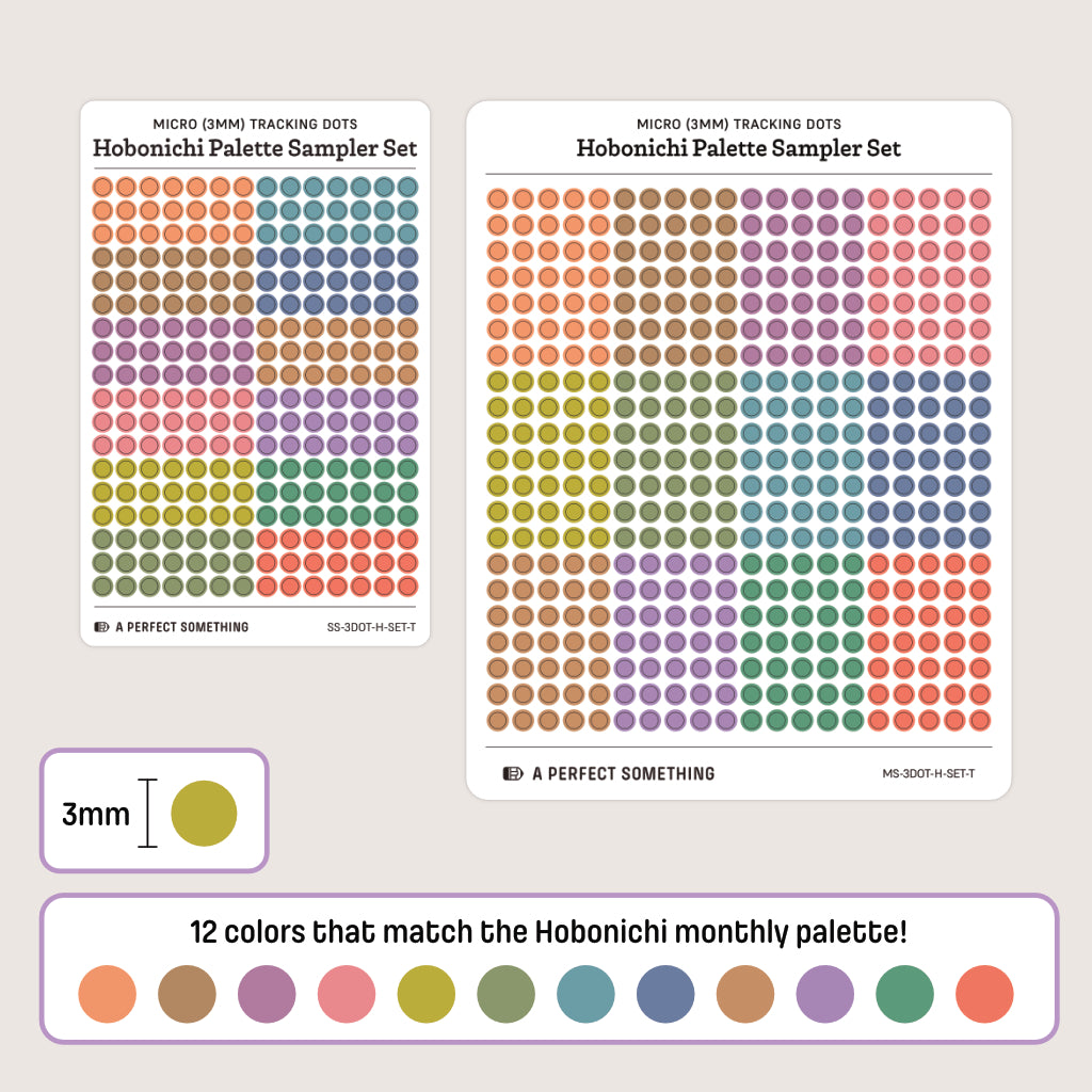 Micro (3mm) Tracking Dot Stickers: Hobonichi Color Palette Sampler Sets