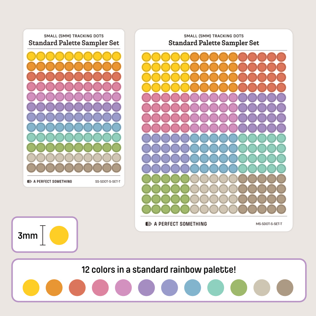 Small (5mm) Tracking Dot Stickers: Standard Color Palette Sampler Sets