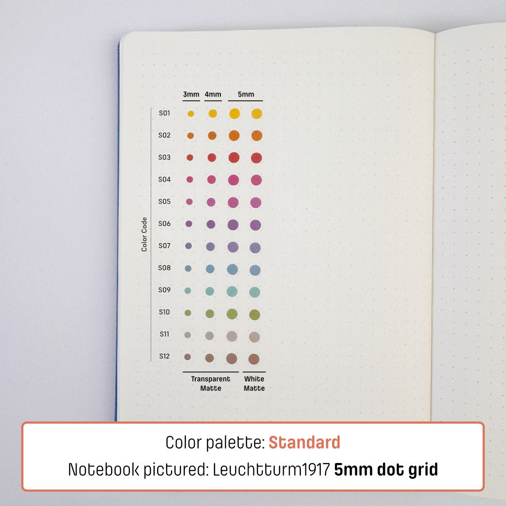 Micro (3mm) Tracking Dot Stickers: Standard Color Palette Sampler Sets