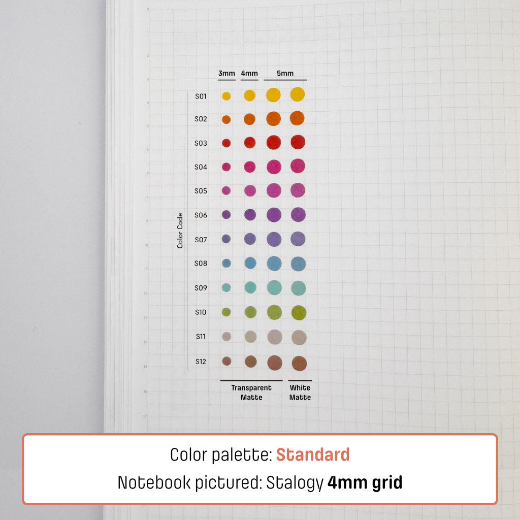 Micro (3mm) Tracking Dot Stickers: Standard Color Palette Sampler Sets