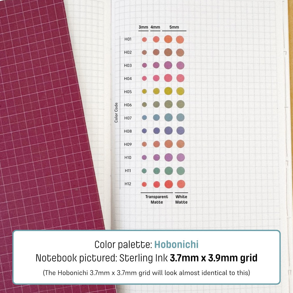 Micro (3mm) Tracking Dot Stickers: Hobonichi Color Palette Sampler Sets