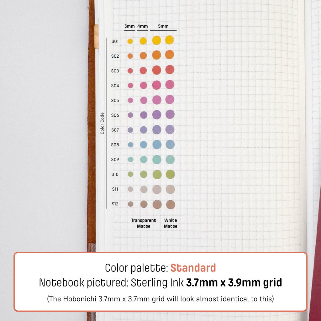 Micro (3mm) Tracking Dot Stickers: Standard Color Palette Sampler Sets