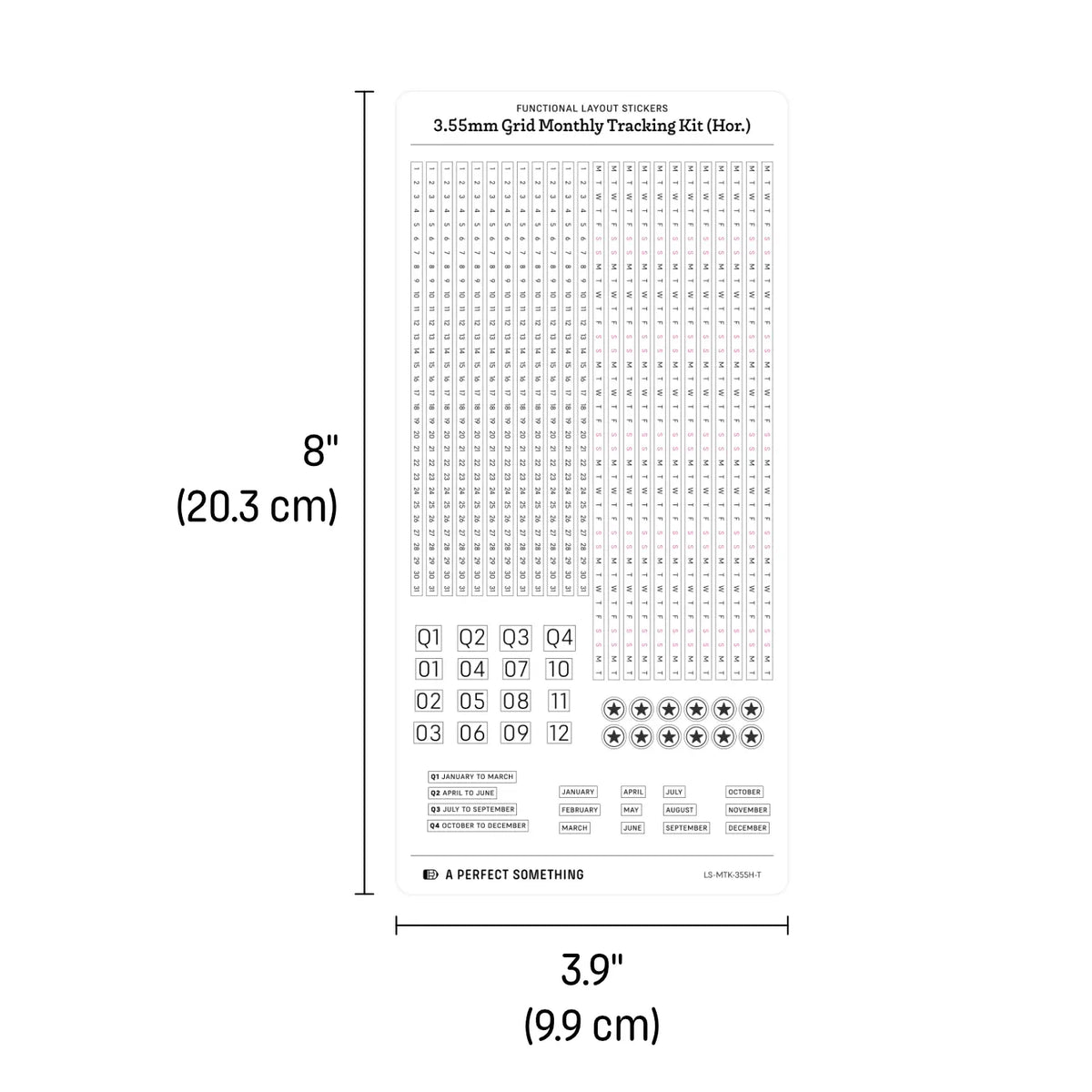 3.55mm Grid Layout Stickers: Monthly Tracking Kits (fits Hobonichi Weeks weekly and blank grid sections)