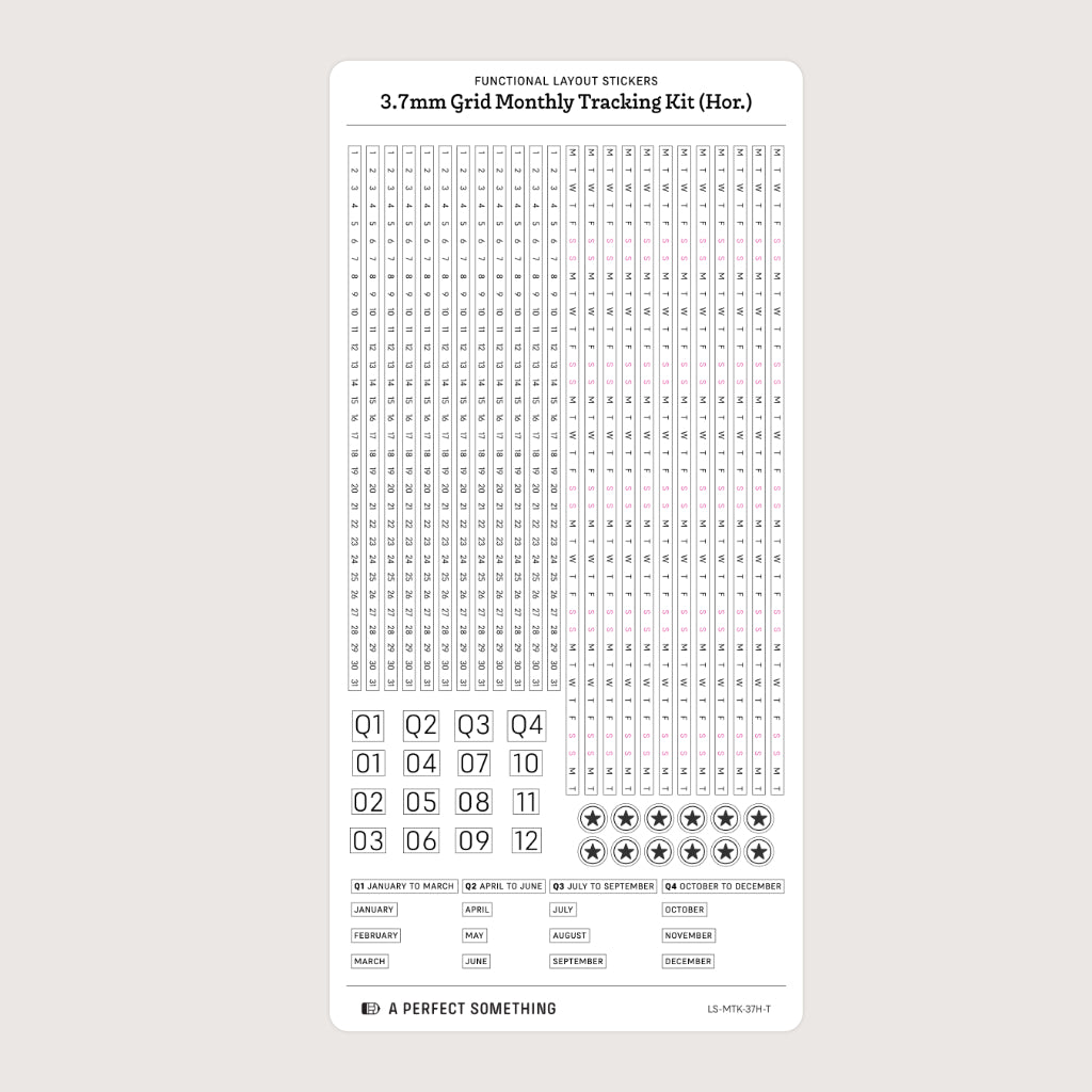 3.7mm Grid Layout Stickers: Monthly Tracking Kits