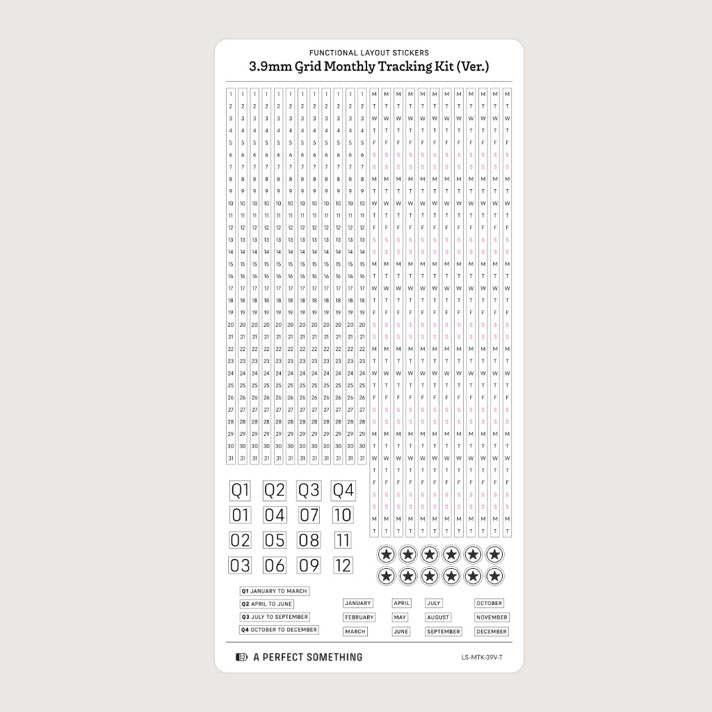 3.9mm Grid Layout Stickers: Monthly Tracking Kits