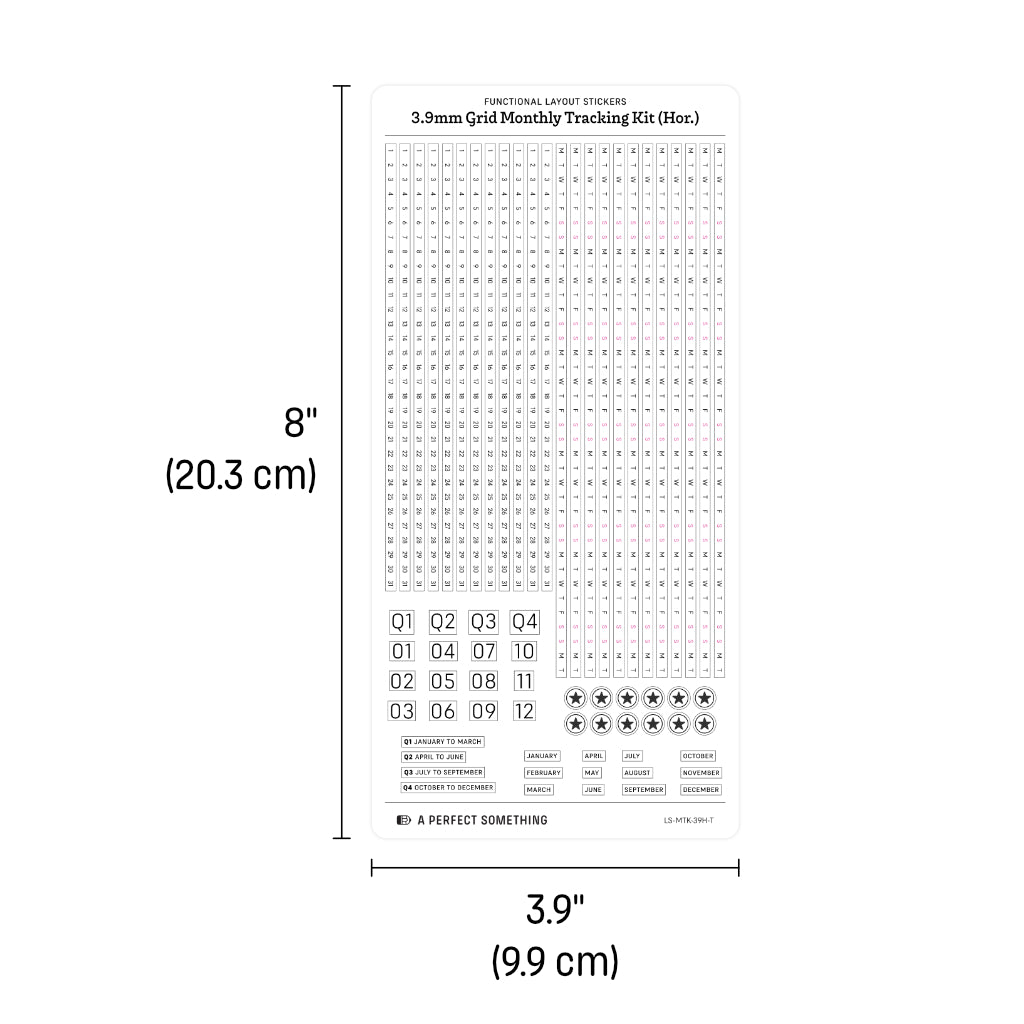 3.9mm Grid Layout Stickers: Monthly Tracking Kits