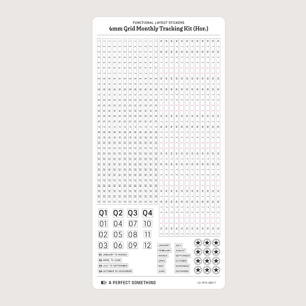 4mm Grid Layout Stickers: Monthly Tracking Kits