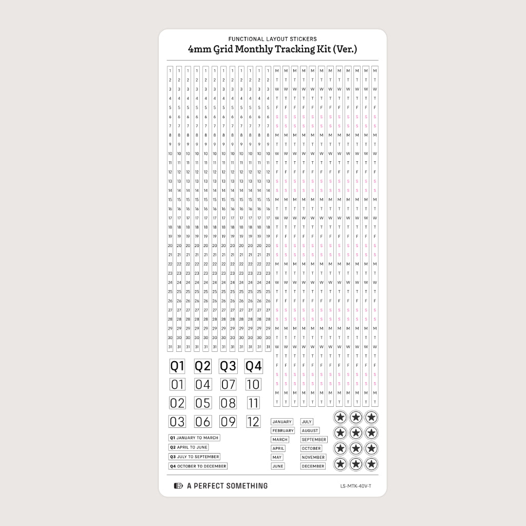 4mm Grid Layout Stickers: Monthly Tracking Kits