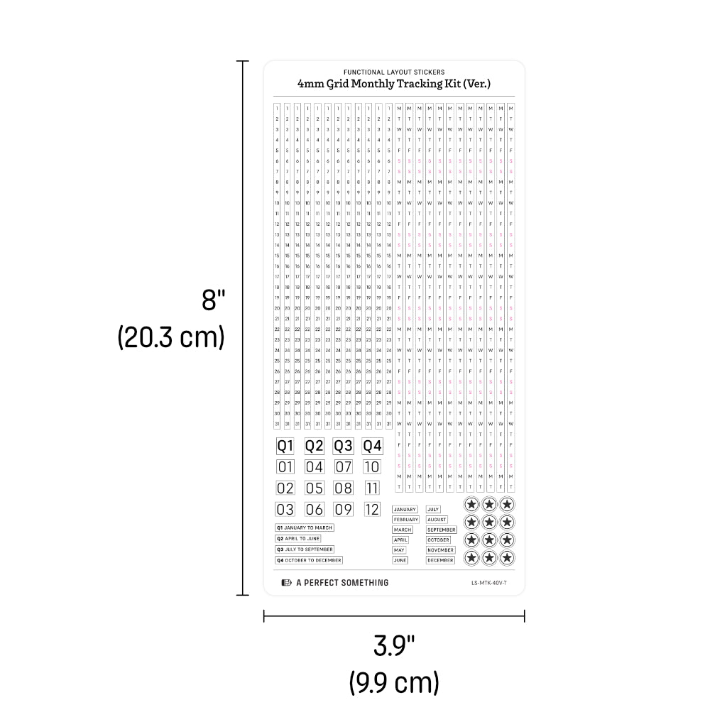 4mm Grid Layout Stickers: Monthly Tracking Kits
