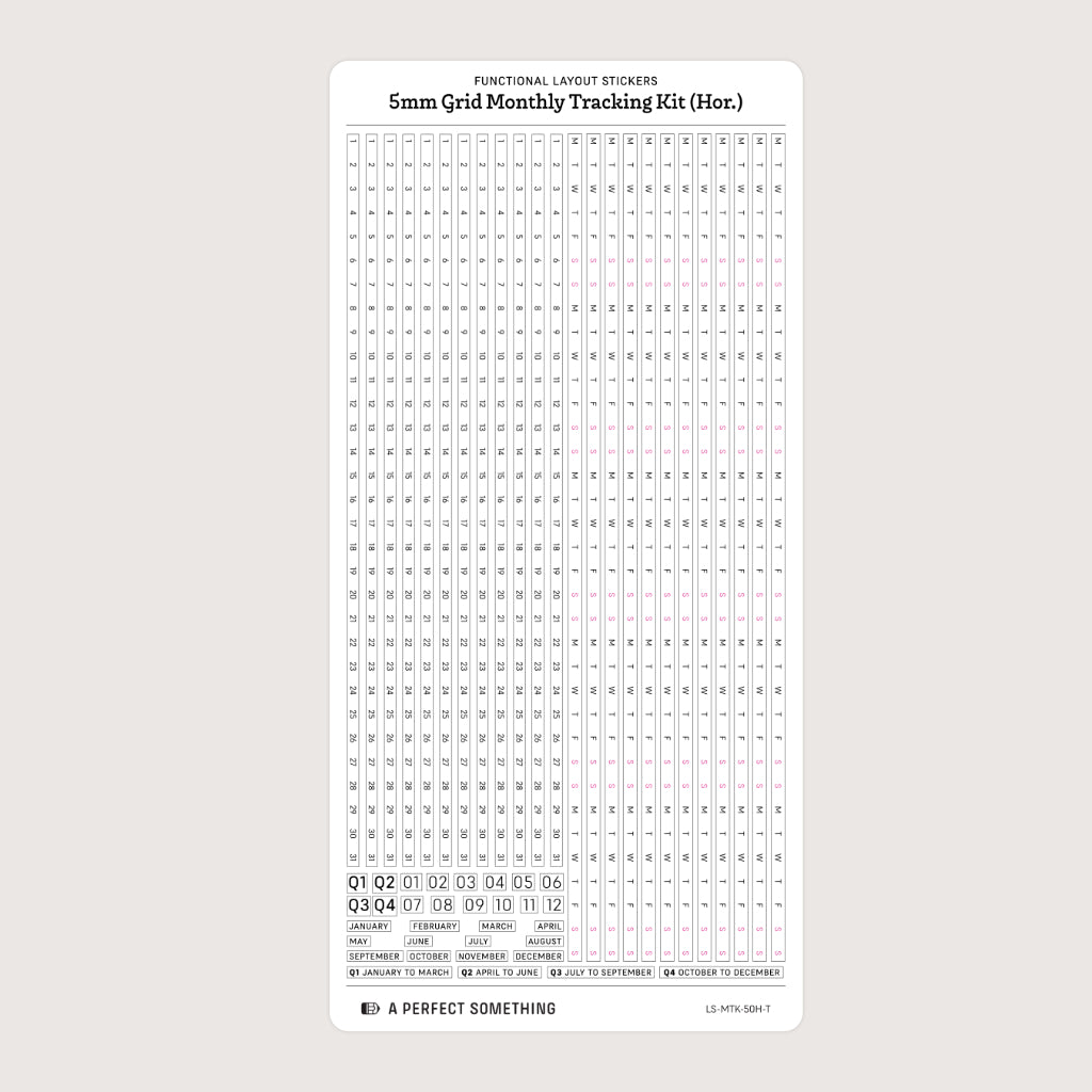 5mm Grid Layout Stickers: Monthly Tracking Kits