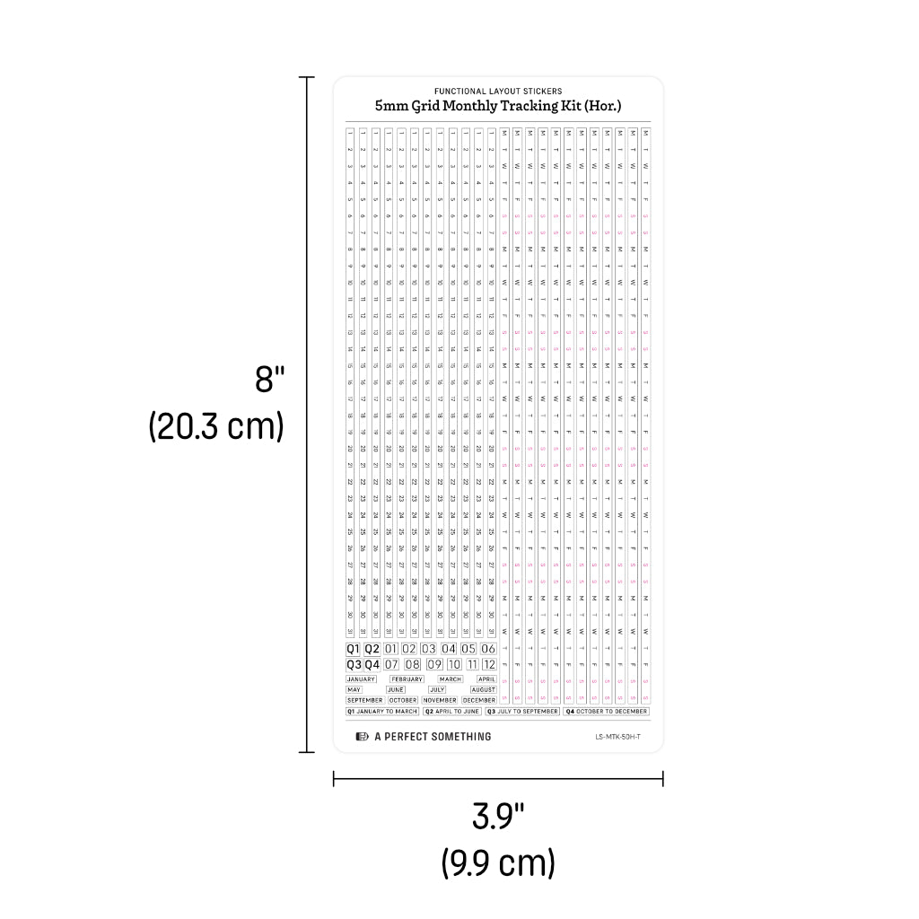 5mm Grid Layout Stickers: Monthly Tracking Kits