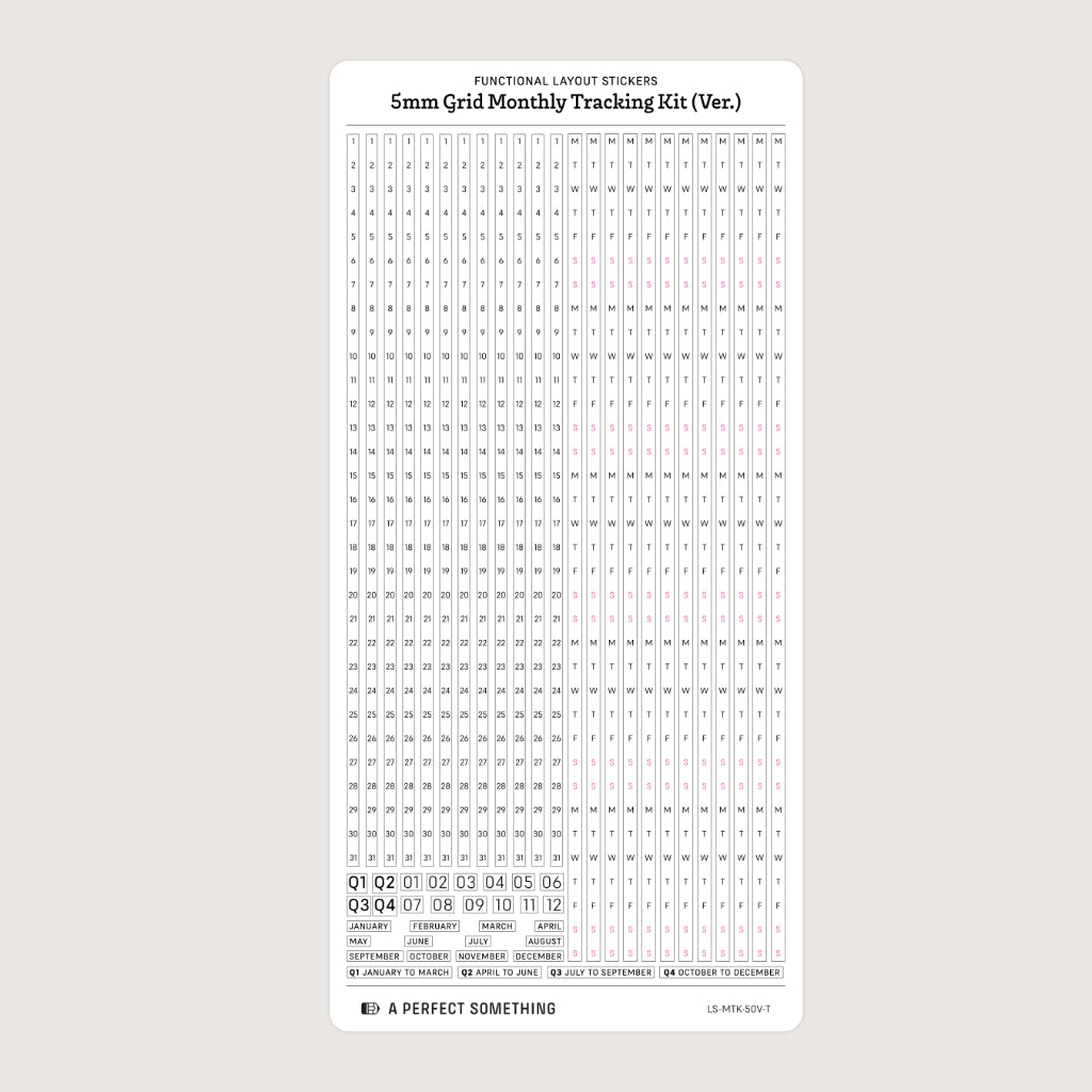 5mm Grid Layout Stickers: Monthly Tracking Kits