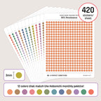 Micro (3mm) Tracking Dot Stickers: Hobonichi Color Palette [Medium Sheet Size]