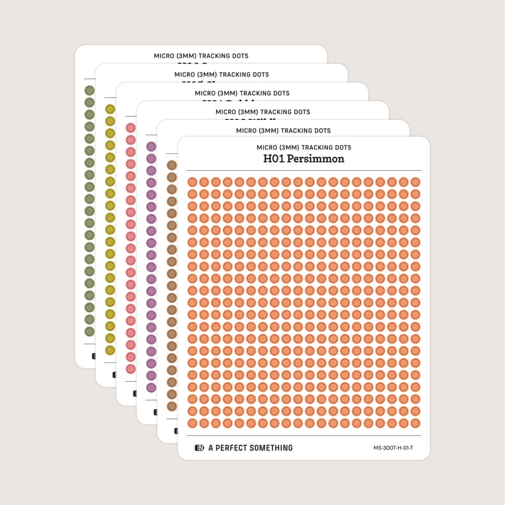 Micro (3mm) Tracking Dot Stickers: Hobonichi Color Palette [Medium Sheet Size]