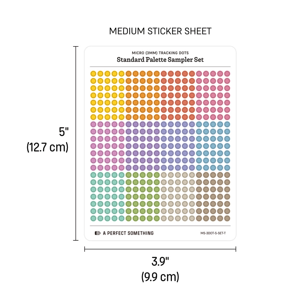 Micro (3mm) Tracking Dot Stickers: Standard Color Palette Sampler Sets