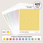 Micro (3mm) Tracking Dot Stickers: Standard Color Palette [Medium Sheet Size]