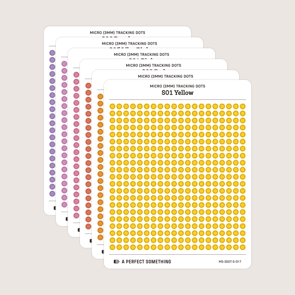 Micro (3mm) Tracking Dot Stickers: Standard Color Palette [Medium Sheet Size]