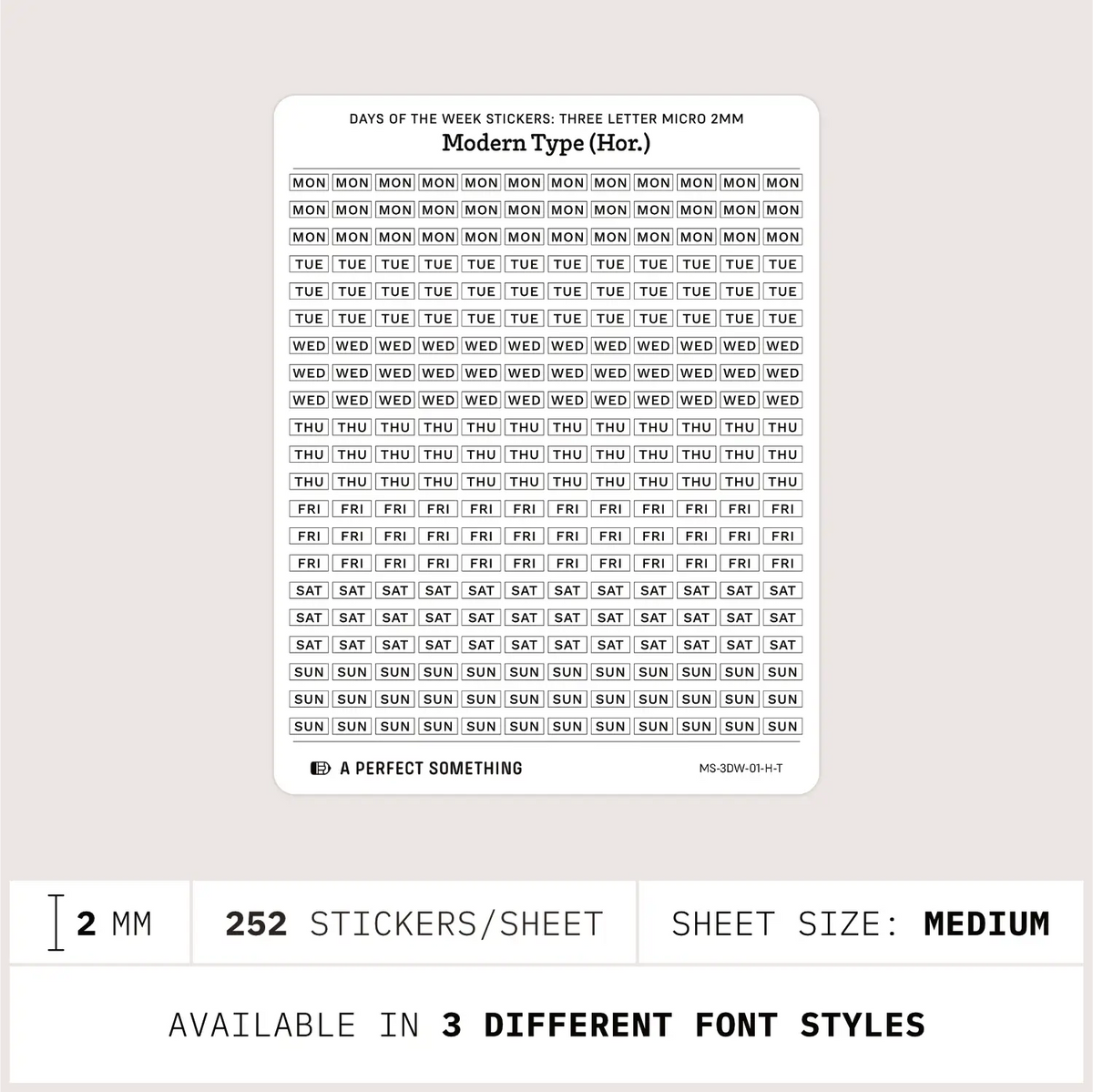 Day of the Week Stickers: Abbreviated All Caps