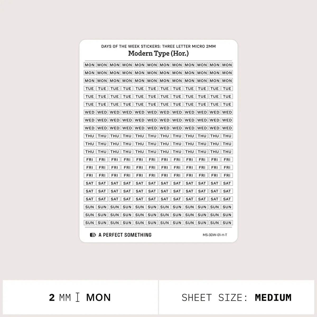 Day of the Week Stickers: Abbreviated All Caps