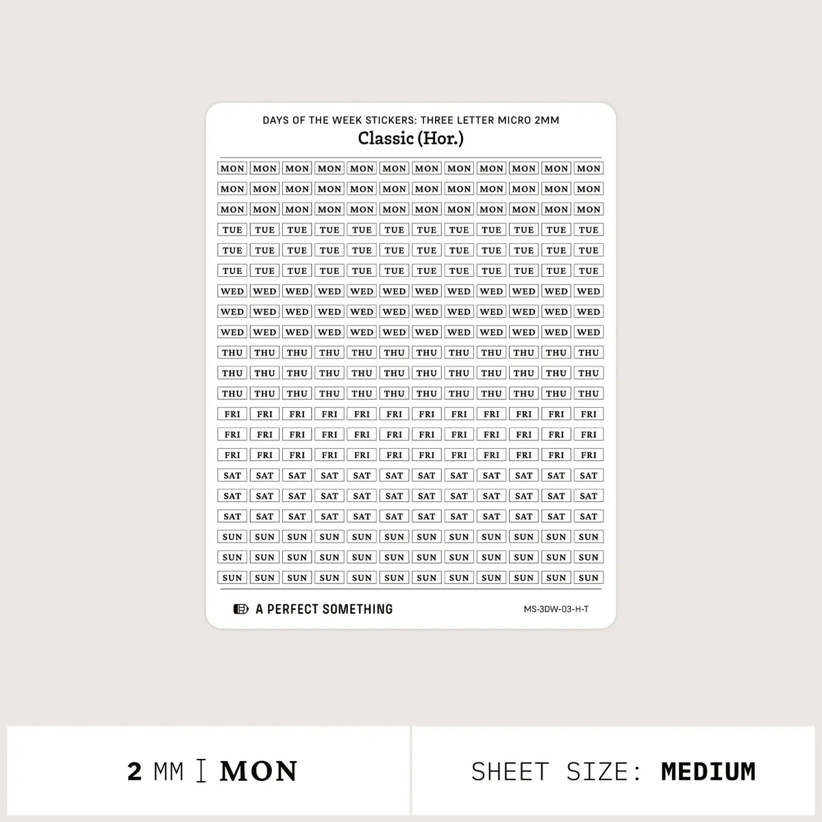 Day of the Week Stickers: Abbreviated All Caps