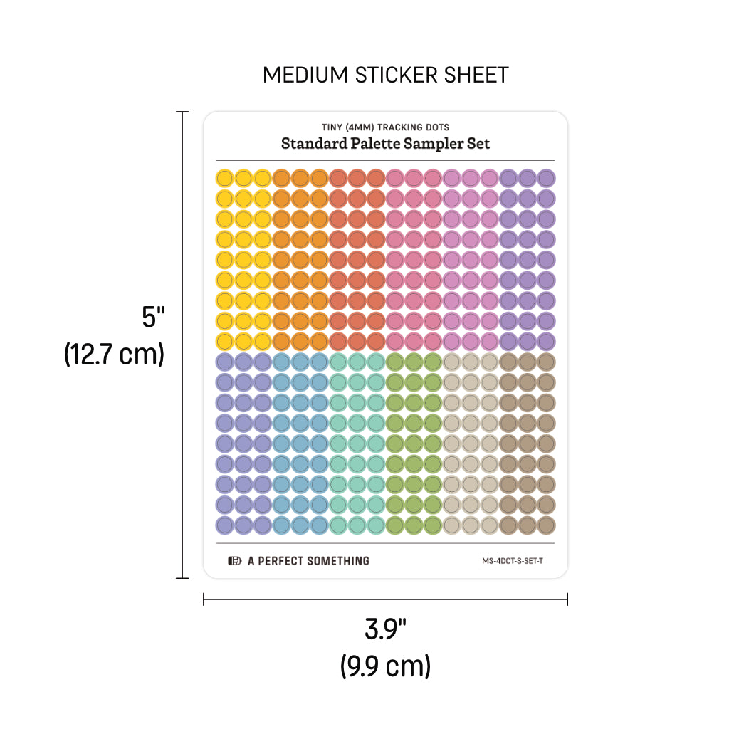 Tiny (4mm) Tracking Dot Stickers: Standard Color Palette Sampler Sets