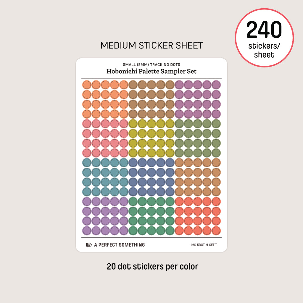 Small (5mm) Tracking Dot Stickers: Hobonichi Color Palette Sampler Sets