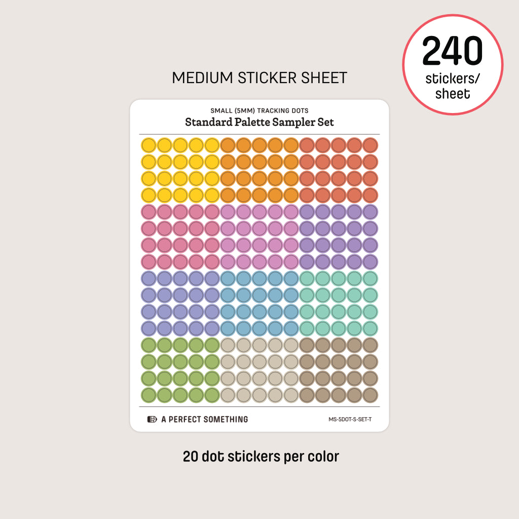 Small (5mm) Tracking Dot Stickers: Standard Color Palette Sampler Sets