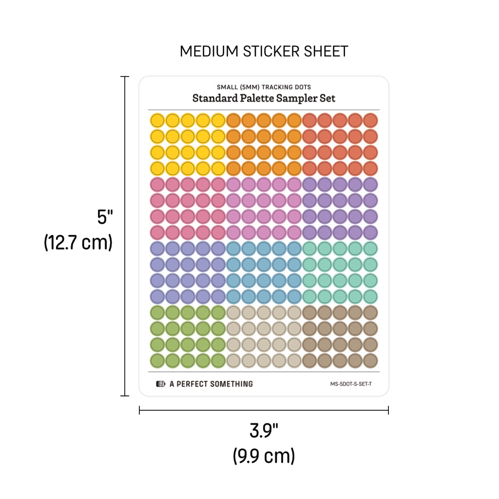 Small (5mm) Tracking Dot Stickers: Standard Color Palette Sampler Sets
