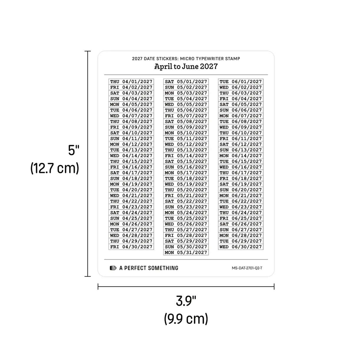 2027 Date Stickers: Micro Typewriter Stamp