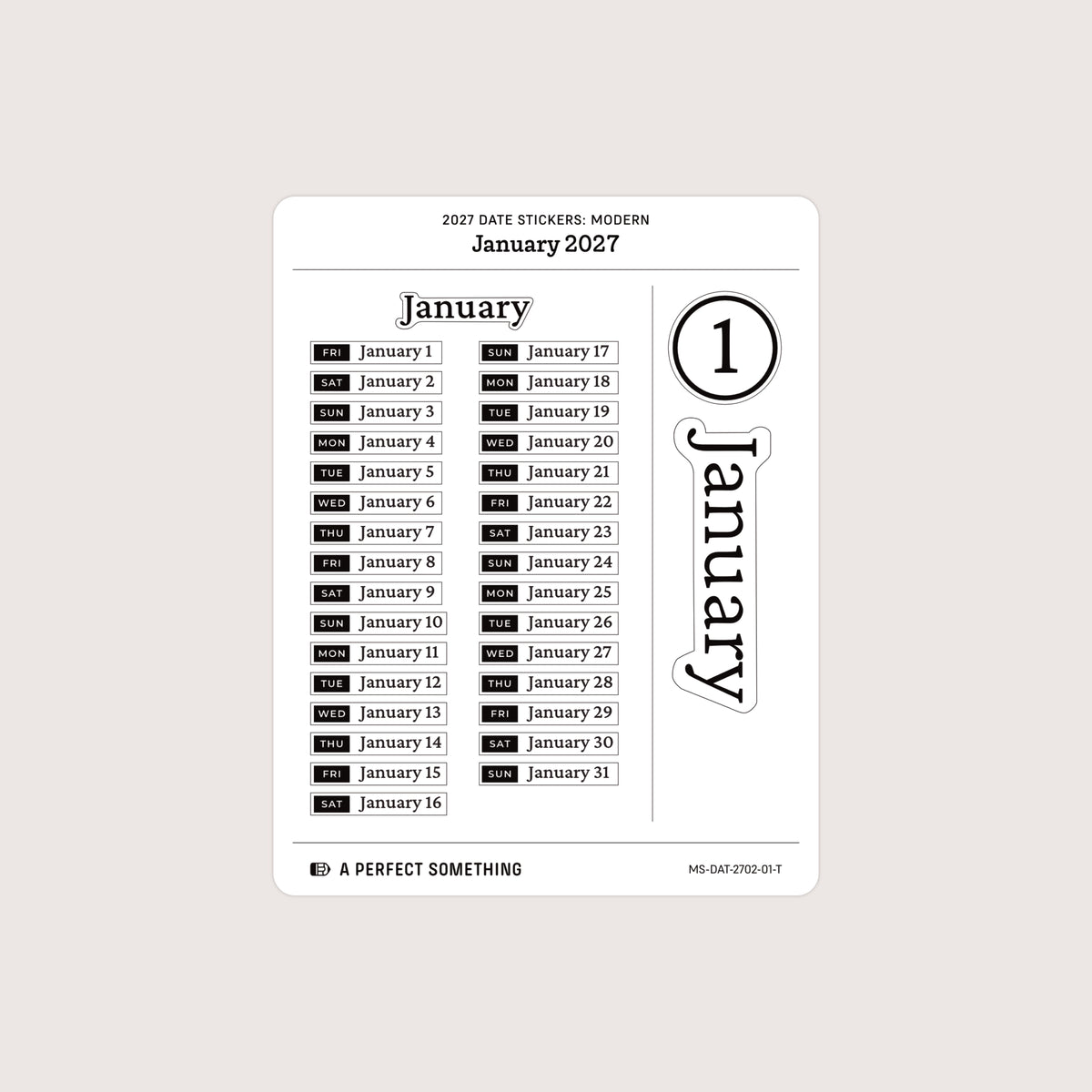 2027 Date Stickers: Modern
