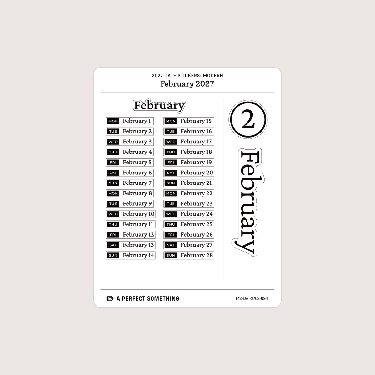 2027 Date Stickers: Modern