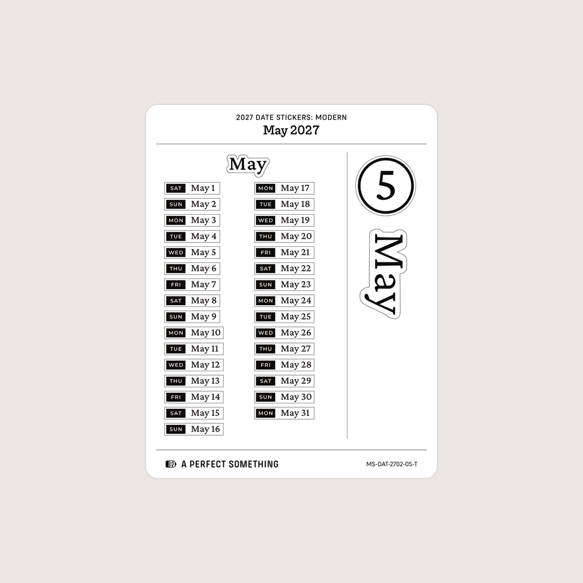 2027 Date Stickers: Modern