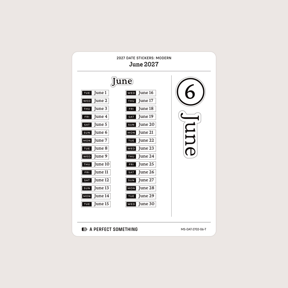2027 Date Stickers: Modern
