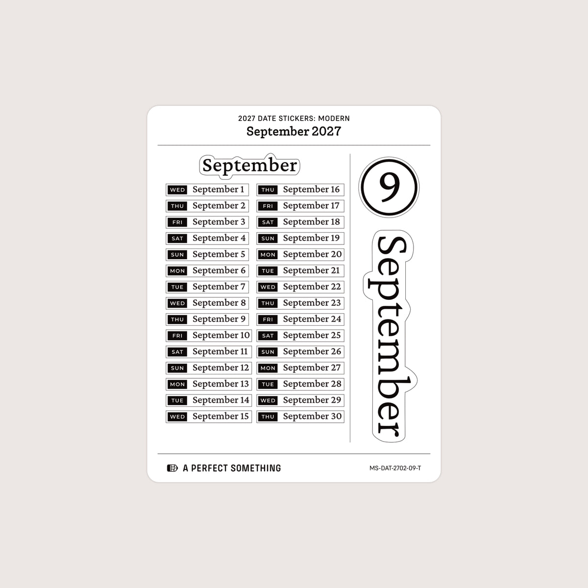 2027 Date Stickers: Modern
