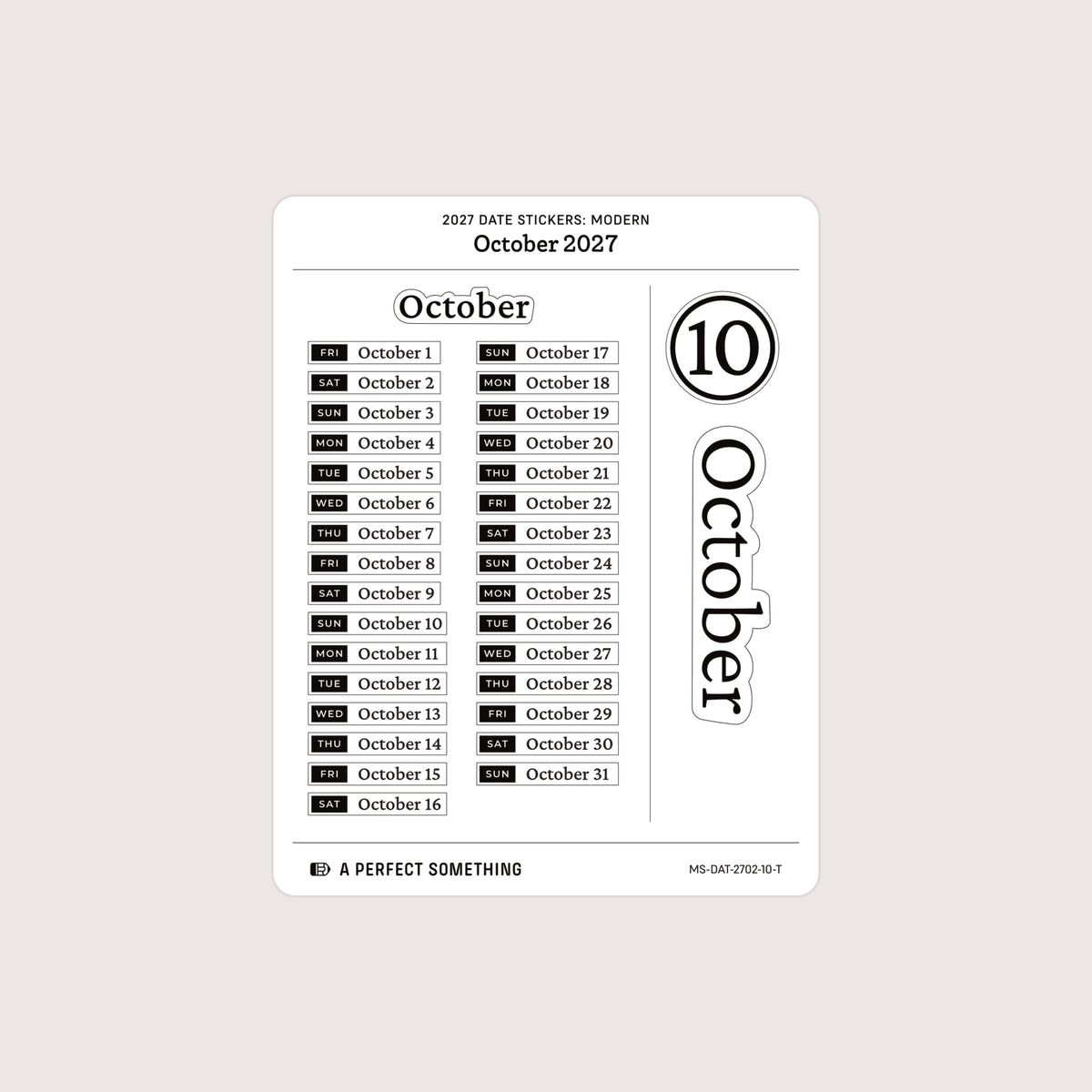 2027 Date Stickers: Modern
