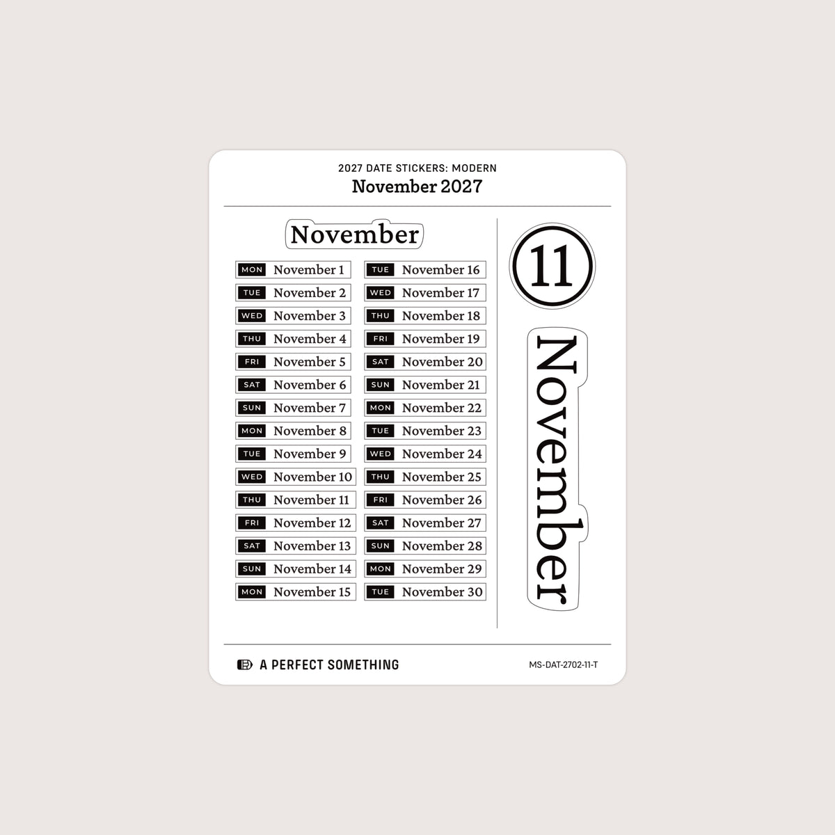 2027 Date Stickers: Modern