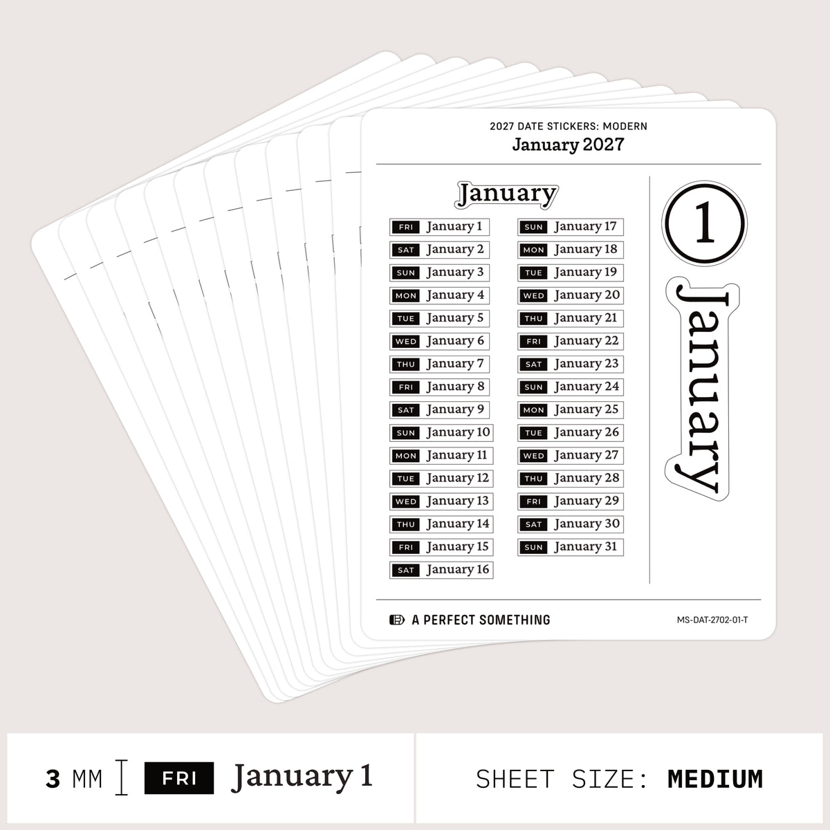 2027 Date Stickers: Modern