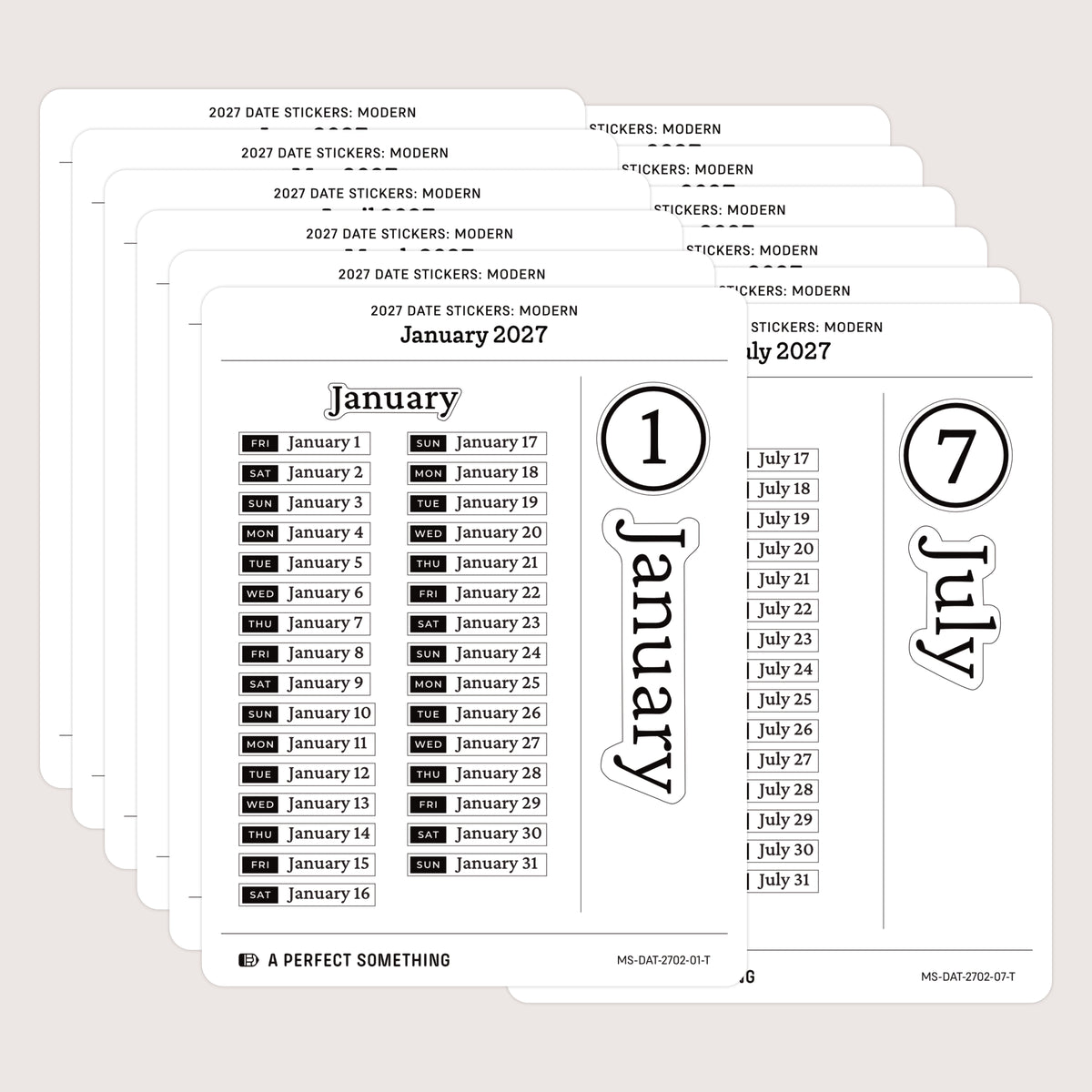 2027 Date Stickers: Modern