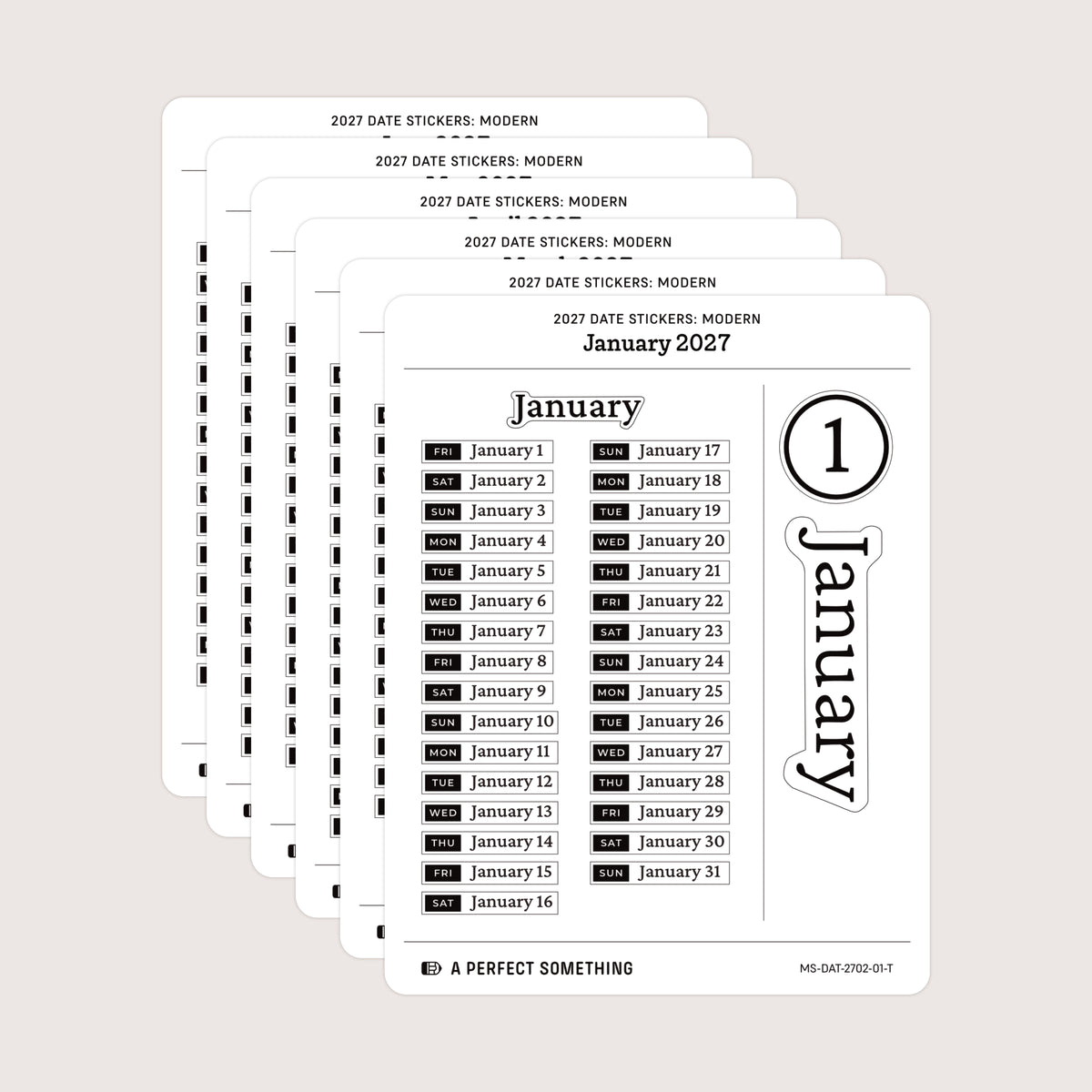 2027 Date Stickers: Modern