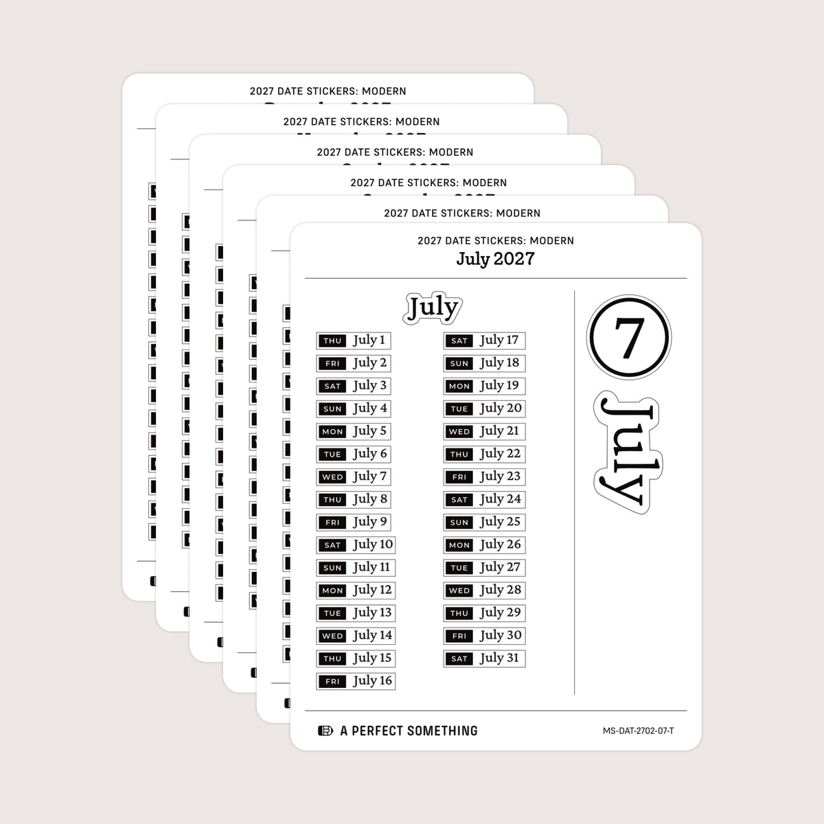 2027 Date Stickers: Modern