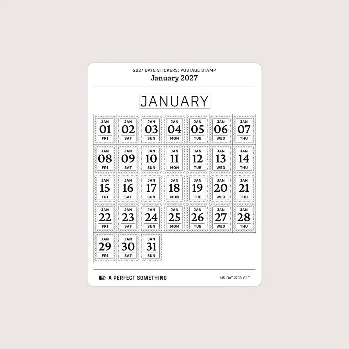 2027 Date Stickers: Postage Stamp