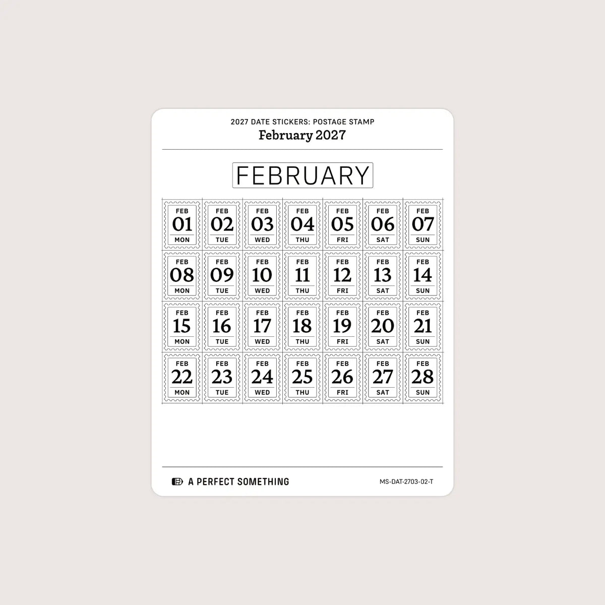 2027 Date Stickers: Postage Stamp