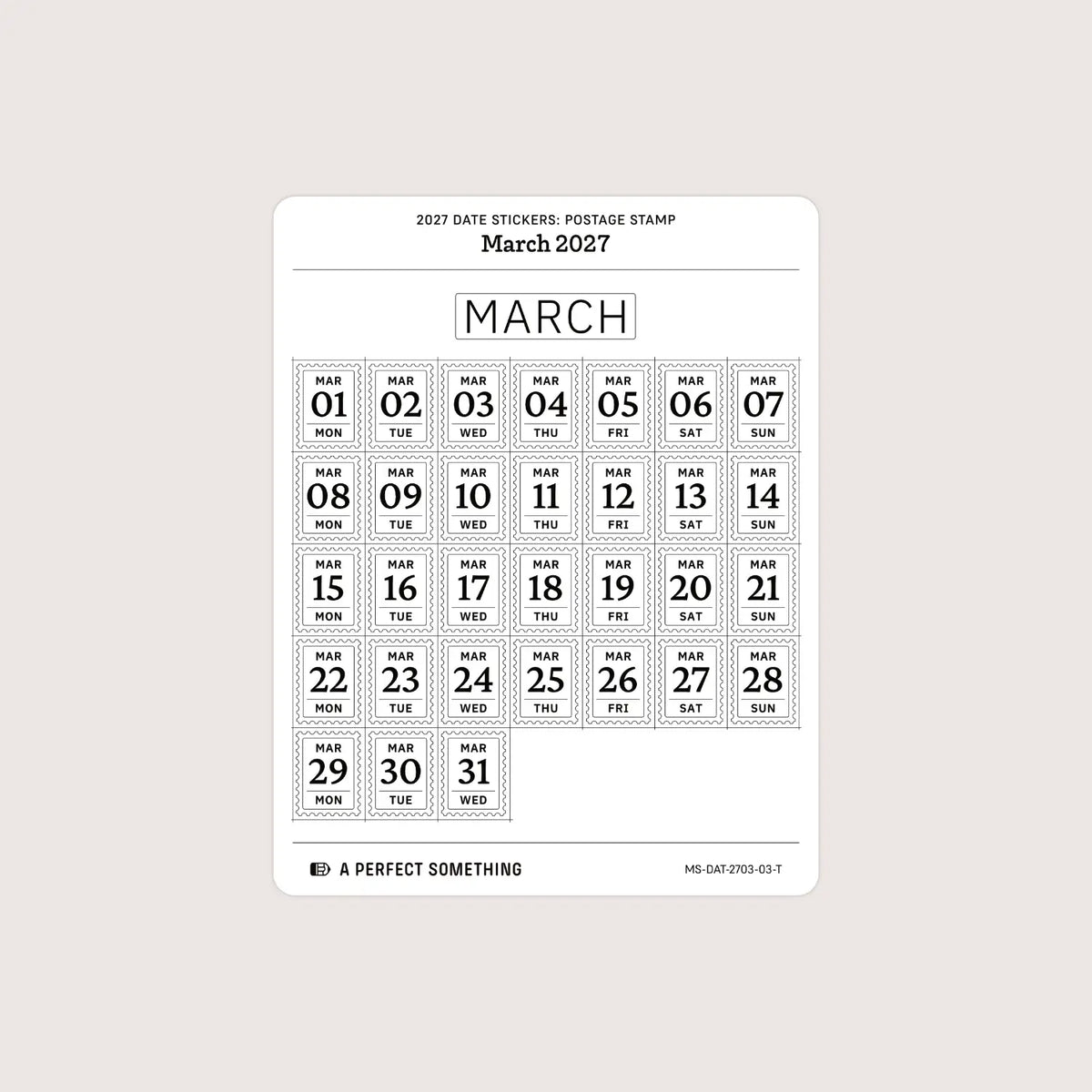 2027 Date Stickers: Postage Stamp
