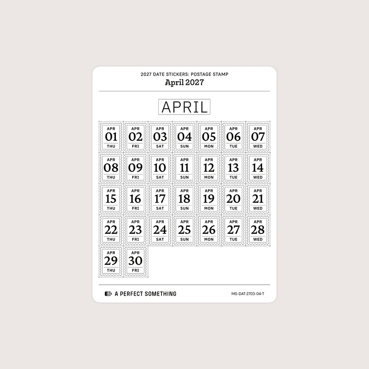2027 Date Stickers: Postage Stamp