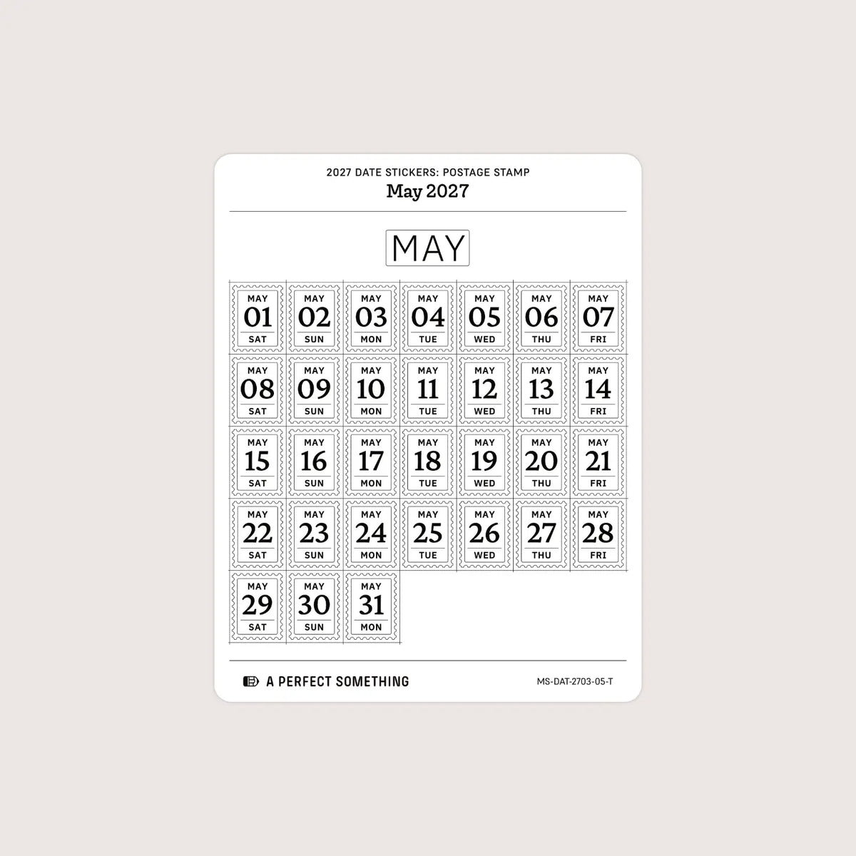 2027 Date Stickers: Postage Stamp