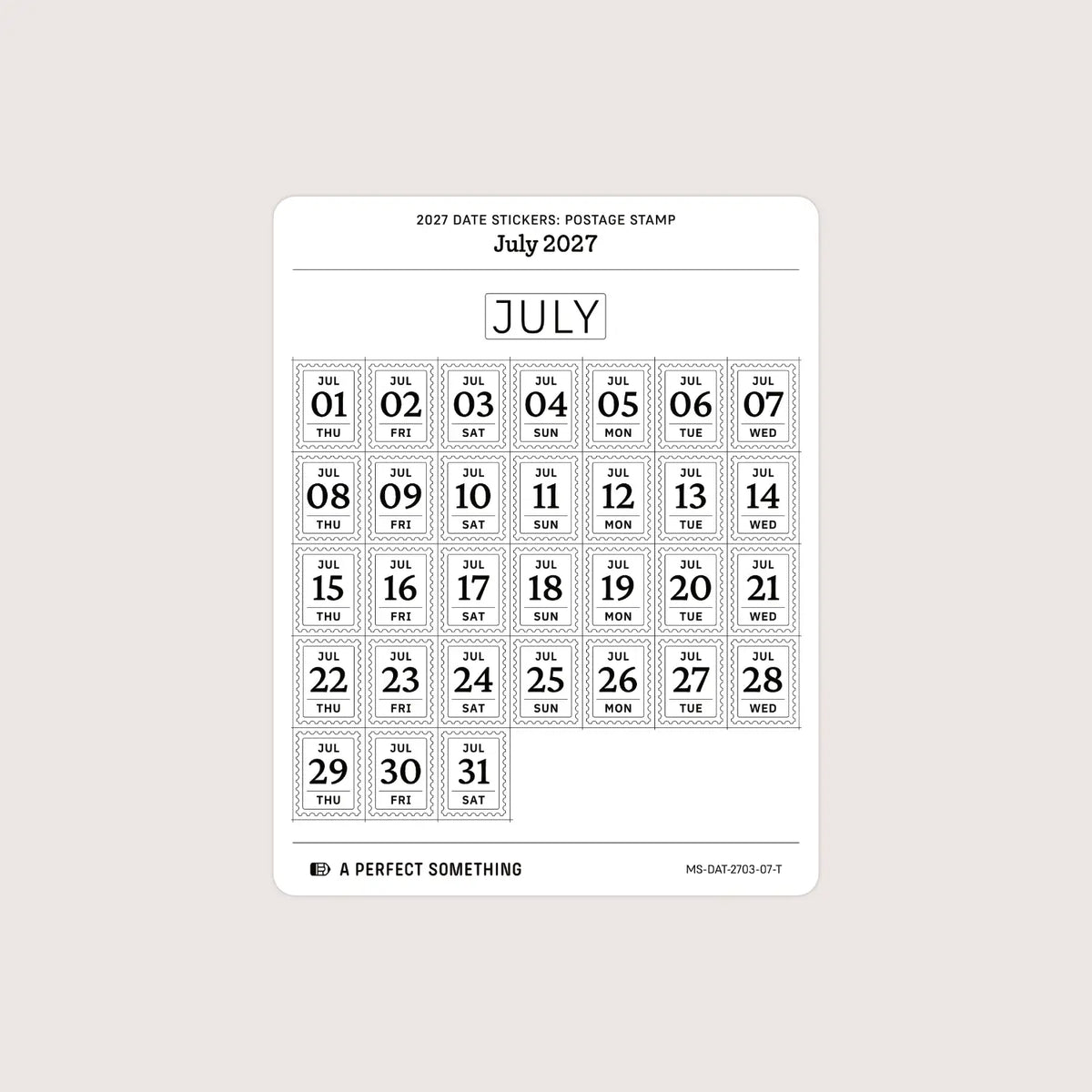 2027 Date Stickers: Postage Stamp
