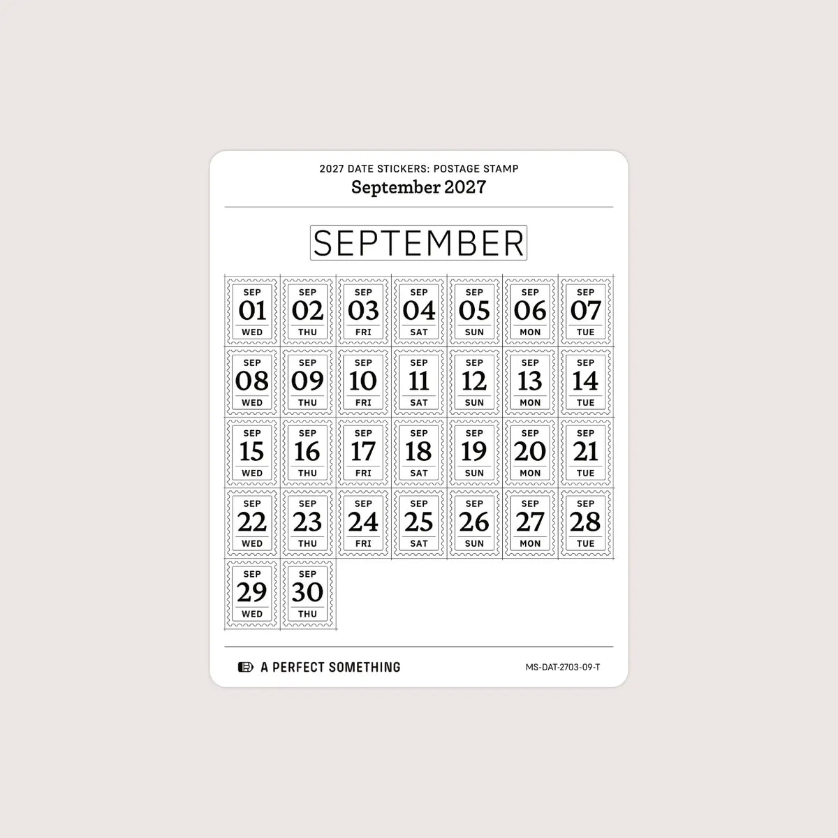 2027 Date Stickers: Postage Stamp
