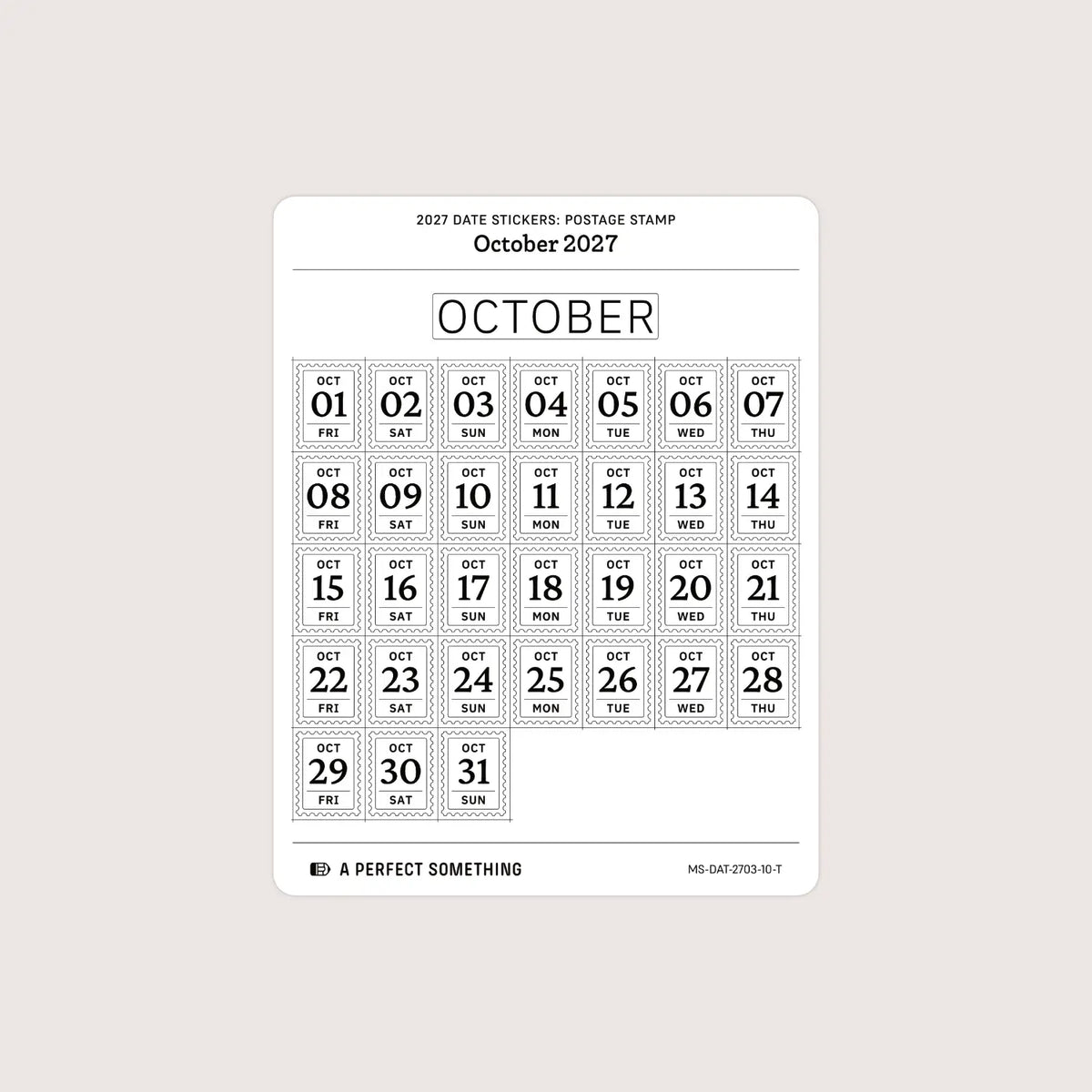 2027 Date Stickers: Postage Stamp