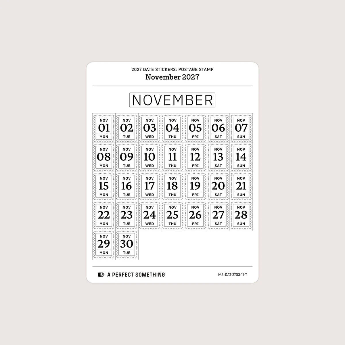 2027 Date Stickers: Postage Stamp