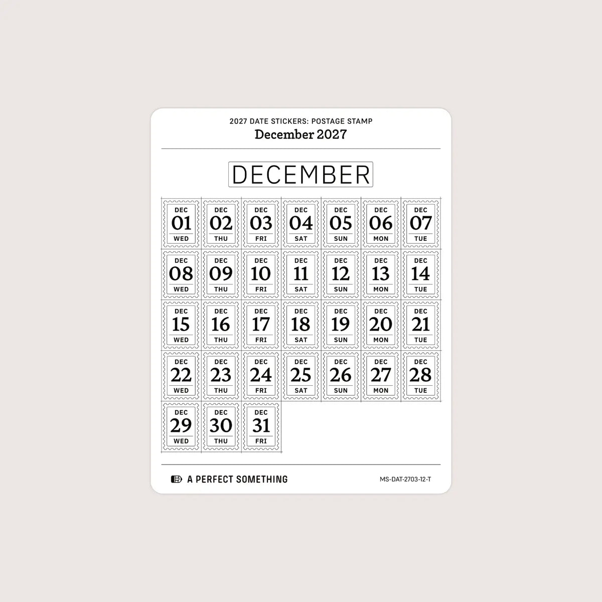 2027 Date Stickers: Postage Stamp